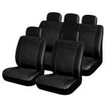 Seat Covers Set Universal Fit with Detachable Headrest (PU) Platinum 9 pcs - Image 2